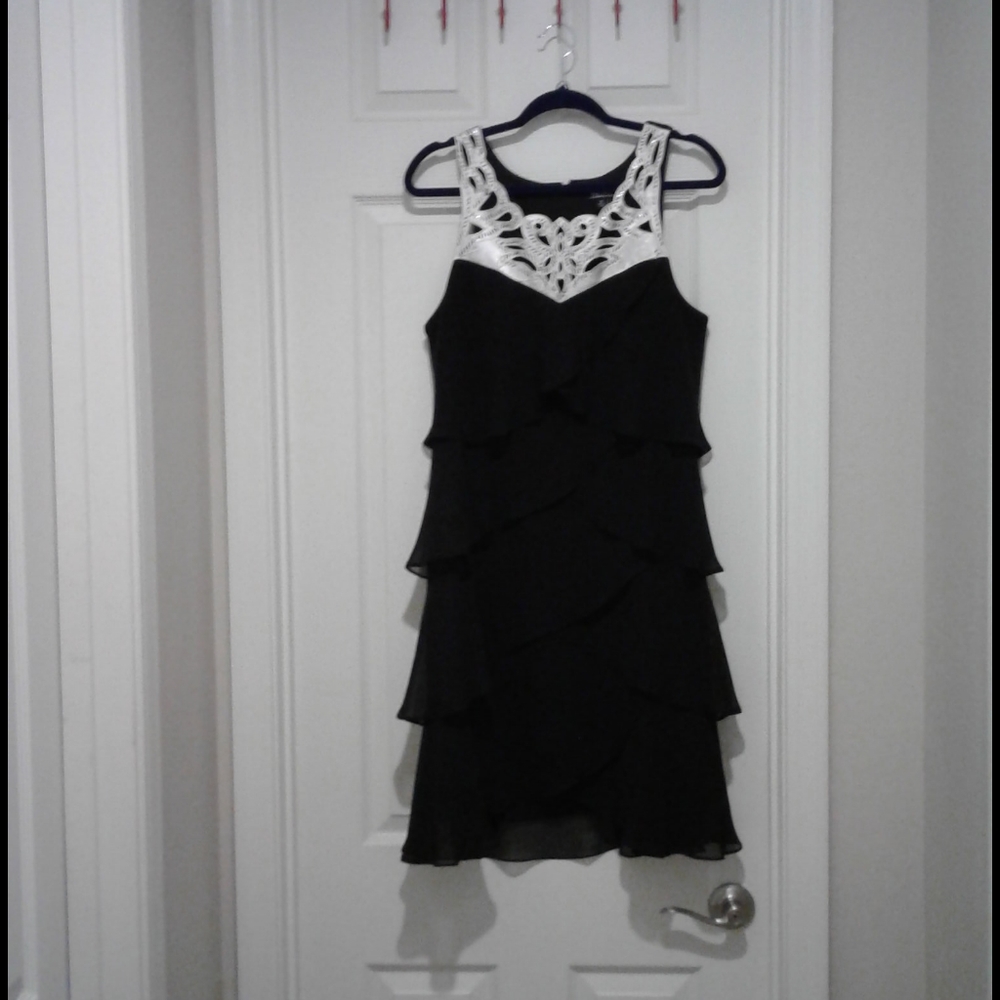 Black cocktail Dress Layered mesh sequence